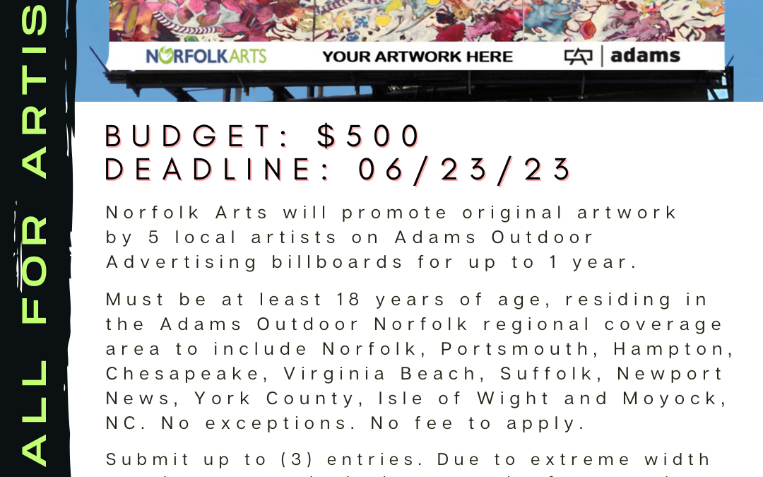Apply by 06/23 to see your artwork on an Adams Outdoor Billboard