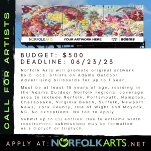 Apply by 06/23 to see your artwork on an Adams Outdoor Billboard