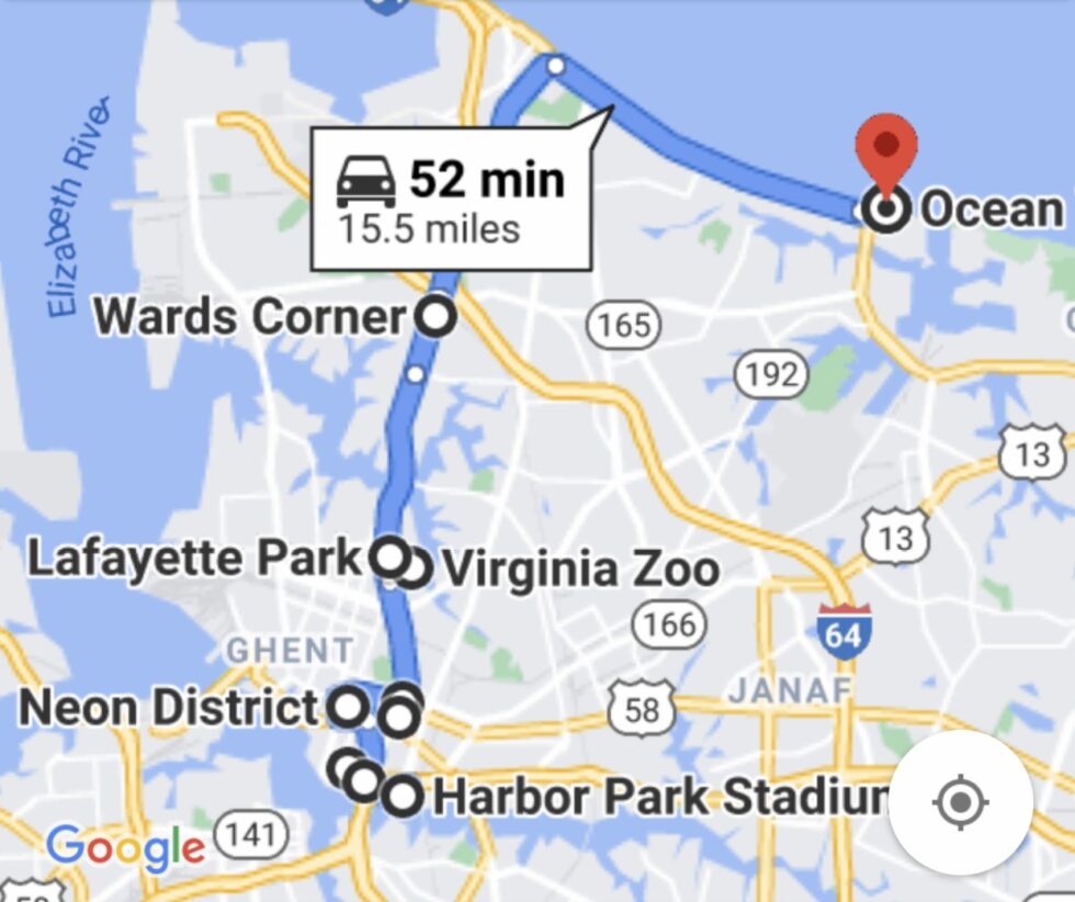 1hr. Norfolk Public Art Driving tour = Harbor Park to Ocean View Beach