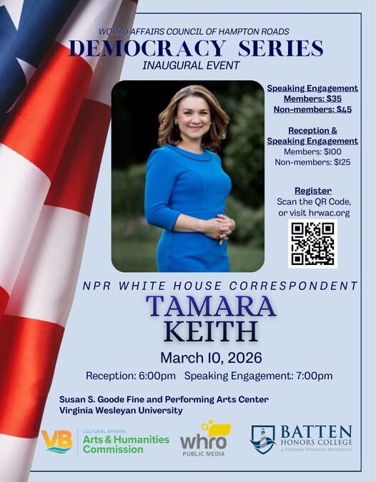 WACHR welcomes NPR White House Correspondent Tamara Keith to Virginia Beach