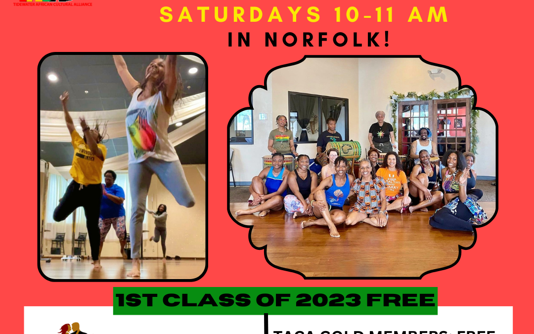 Traditional West African Dance via Norfolk Arts grantee TACA 757 every Saturday in Norfolk, VA